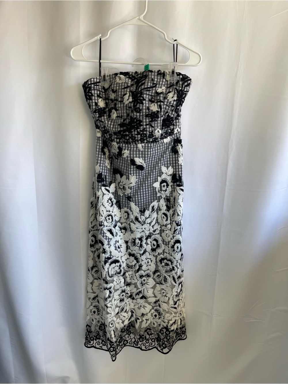 Sam Edelman Black and White Strapless Floral Lace Dress - Picture 3 of 13